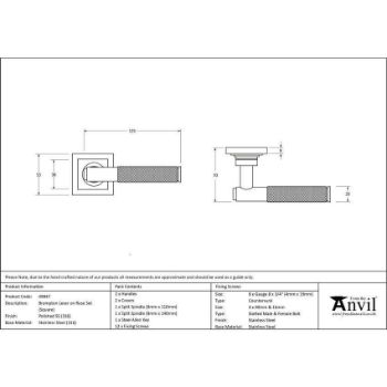 Polished Marine Stainless Steel (316) Brompton Lever on a Square Rose - 49847