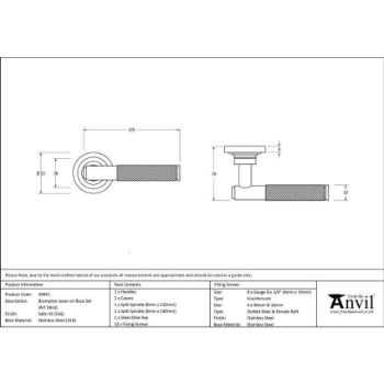 Satin Marine Stainless Steel (316) Brompton Lever on an Art Deco Rose - 49841