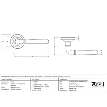 Polished Marine Stainless Steel (316) Newbury Lever on an Art Deco Rose - 46515