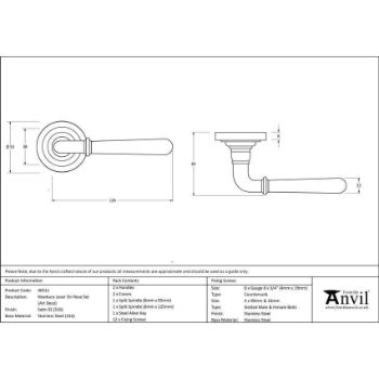 Satin Marine Stainless Steel (316) Newbury Lever on an Art Deco Rose - 46511 