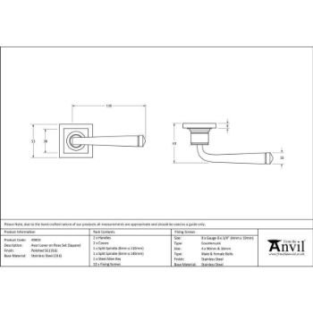 Polished Marine Stainless Steel (316) Avon Lever on a Square Rose - 49855 
