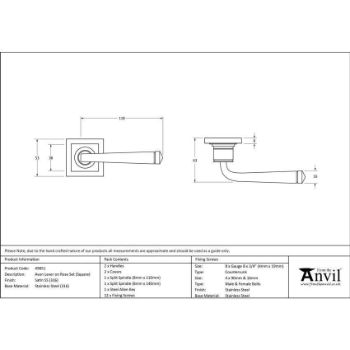 Satin Marine Stainless Steel (316) Avon Lever on a Square Rose - 49851 