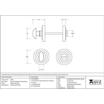 Polished Marine Stainless Steel (316) Thumbturn on an Art Deco Rose - 49861