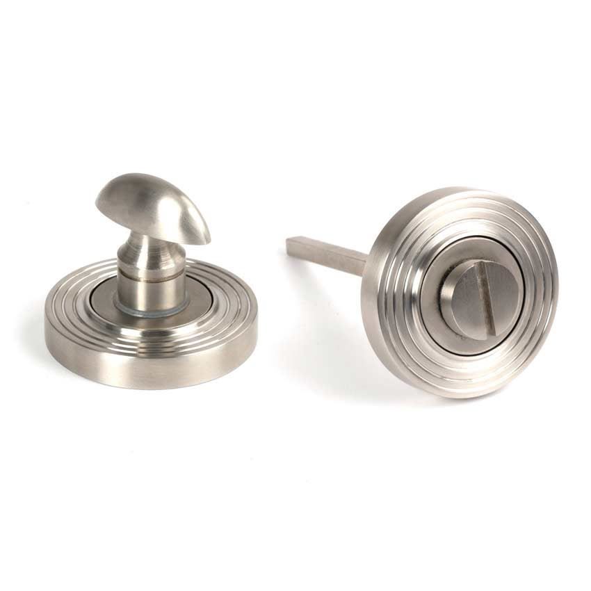 Satin Marine Stainless Steel (316) Thumbturn on a Beehive Rose - 49858 