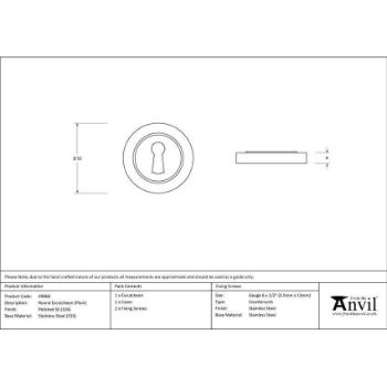 Polished Marine Stainless Steel Round Escutcheon on a Plain Rose - 49868