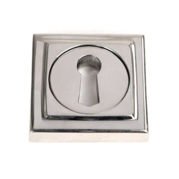Polished Marine Stainless Steel Round Escutcheon on a Square Rose - 49871