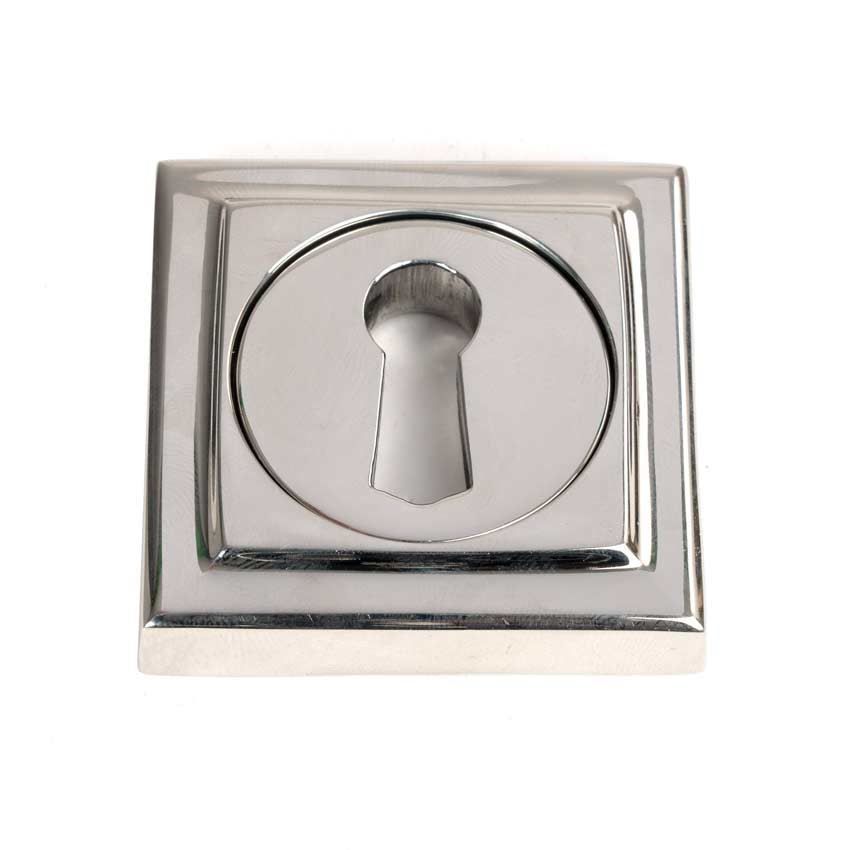 Polished Marine Stainless Steel Round Escutcheon on a Square Rose - 49871