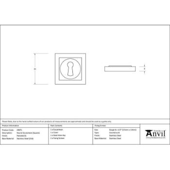 Polished Marine Stainless Steel Round Escutcheon on a Square Rose - 49871