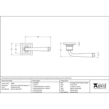 Polished Marine Stainless Steel (316) Avon Lever on a Square Rose - 50080 