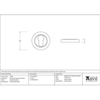 Polished Marine Stainless Steel (316) Plain Euro Escutcheon - 49876