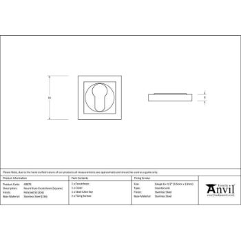 Polished Marine Stainless Steel (316) Square Euro Escutcheon - 49879 