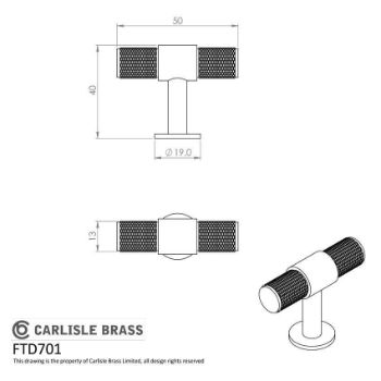 KNURLED T-BAR KNOB - Anthracite - FTD701ANT