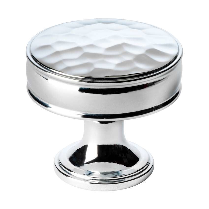 Lynd Hammered Cupboard Knob in Polished Chrome - AW818-PC