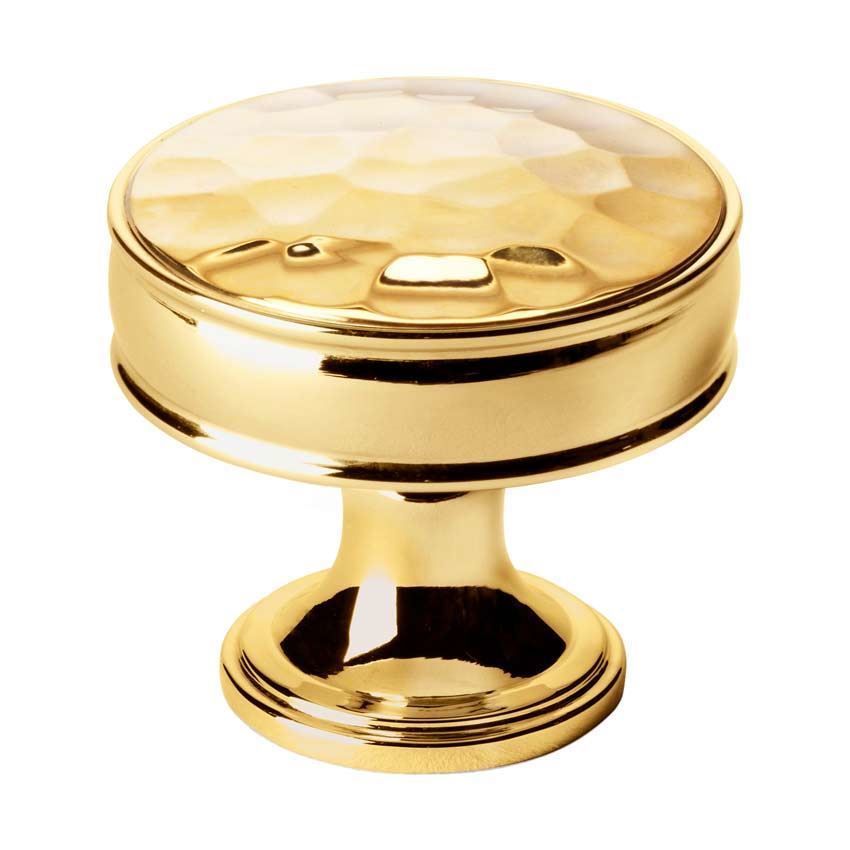 Lynd Hammered Cupboard Knob in Unlacquered Brass - AW818-UB 