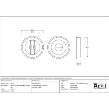 Pewter Art Deco Round Pull - Privacy Se