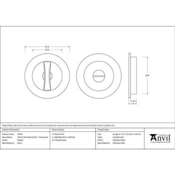 Pewter Plain Round Pull - Privacy Set