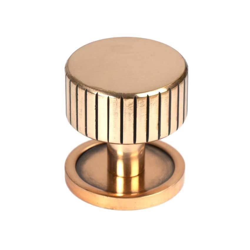 Polished Bronze Judd Cabinet Knob on a Plain Rose - 50472 