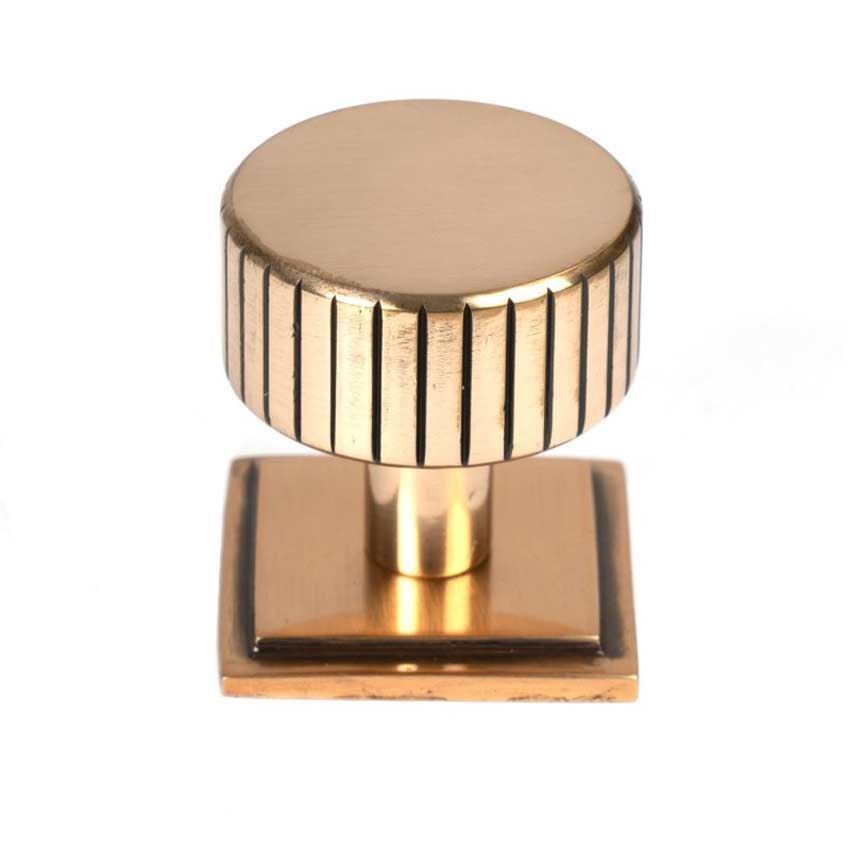 Polished Bronze Judd Cabinet Knob on a Square Rose - 50474