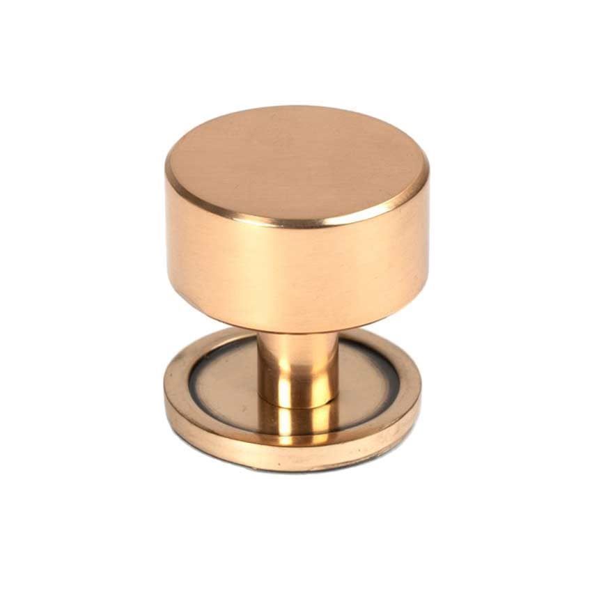 Polished Bronze Kelso Cabinet Knob on a Rose - 50460