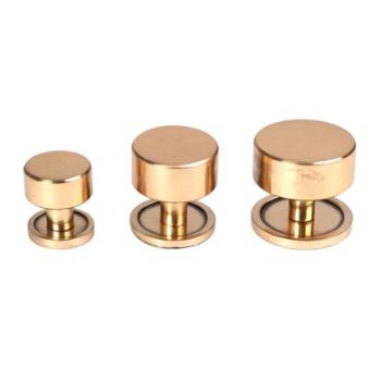 Polished Bronze Kelso Cabinet Knob on a Rose - 50460