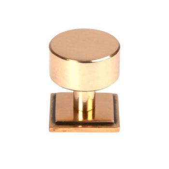 Polished Bronze Kelso Cabinet Knob on a Square Rose - 50462