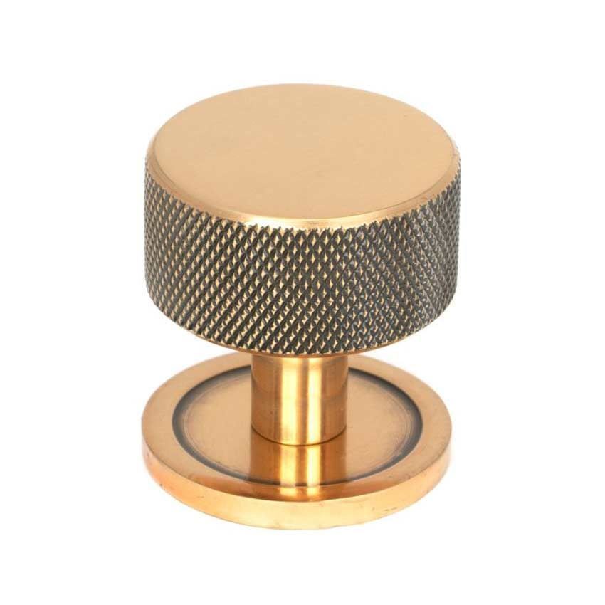 Polished Bronze Brompton Cabinet Knob on a Round Rose - 46830 