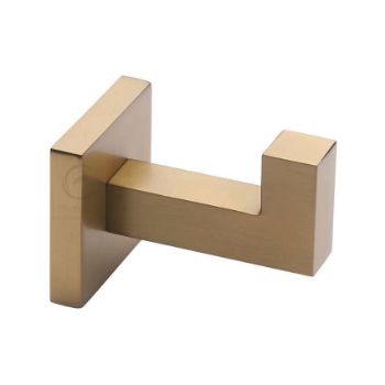 Towel Robe Hook on a Square Rose in Satin Brass - CHE-HOOK-SB Towel Robe Hook on a Square Rose in Satin Brass - CHE-HOOK-SB