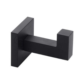 Towel Robe Hook on a Square Rose in Matt Black - CHE-HOOK-BLK Towel Robe Hook on a Square Rose in Matt Black - CHE-HOOK-BLK