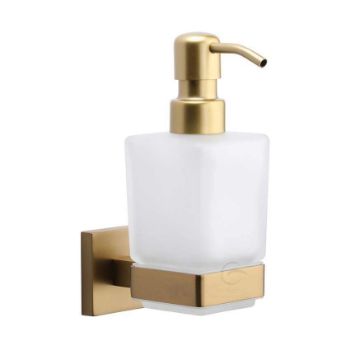Soap Dispenser on a Square Rose in Satin Brass - CHE-SOAP-SB Soap Dispenser on a Square Rose in Satin Brass - CHE-SOAP-SB