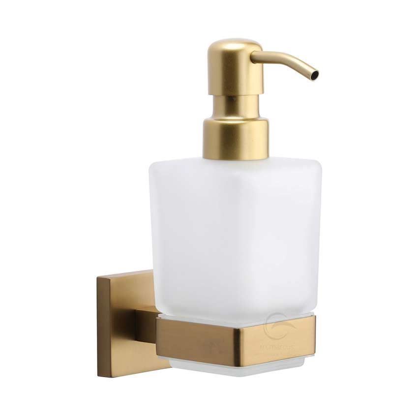 Soap Dispenser on a Square Rose in Satin Brass - CHE-SOAP-SB