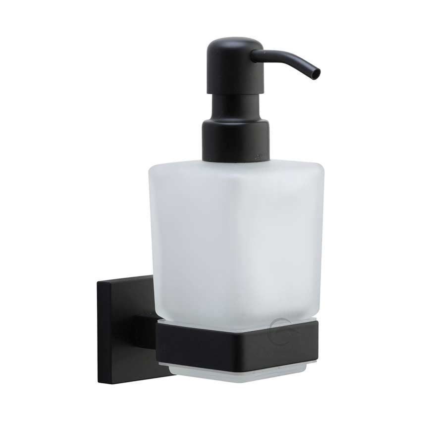 Soap Dispenser on a Square Rose in Matt Black - CHE-SOAP-BLK 