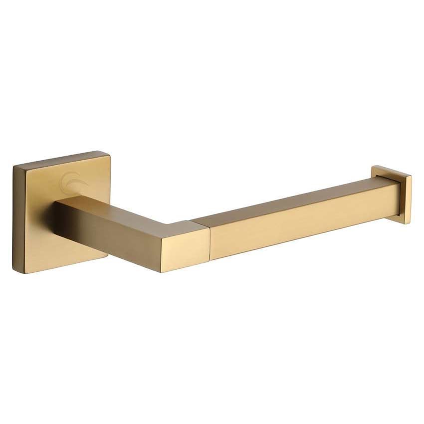 Toilet Roll Holder on a Square Rose in Satin Brass - CHE-PAPER-SB