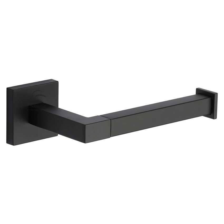 Toilet Roll Holder on a Square Rose in Matt Black - CHE-PAPER-BLK