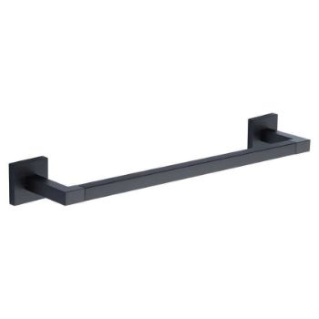 Towel Bar Rail on a Square Rose in Matt Black - CHE-TOWEL-BLK 