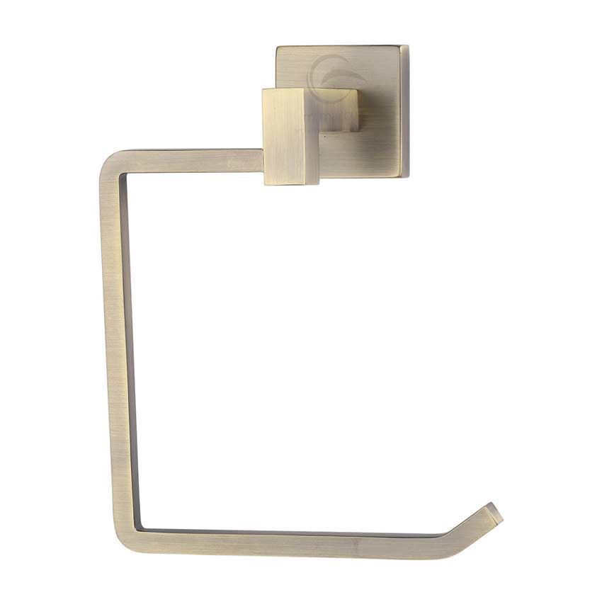 Towel Ring on a Square Rose in Matt Antique Brass - CHE-RING-MA