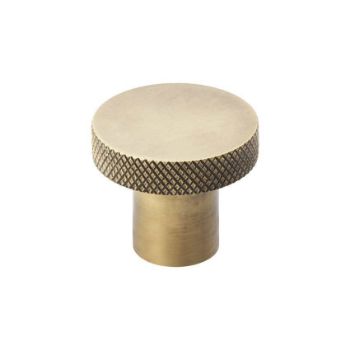 Alexander and Wilks Hanover Knurled Circular Cupboard Knob in Antique Brass - AW802-AB 
