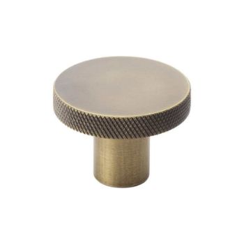 Alexander and Wilks Hanover Knurled Circular Cupboard Knob in Antique Brass - AW802-AB