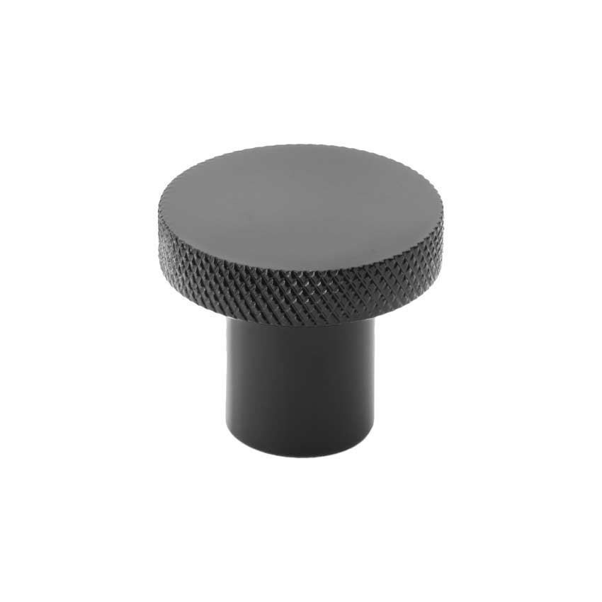 Alexander and Wilks Hanover Knurled Circular Cupboard Knob in Black - AW802-BL 