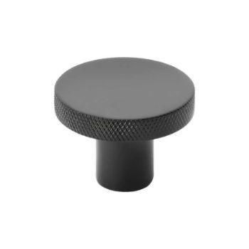 Alexander and Wilks Hanover Knurled Circular Cupboard Knob in Black - AW802-BL 