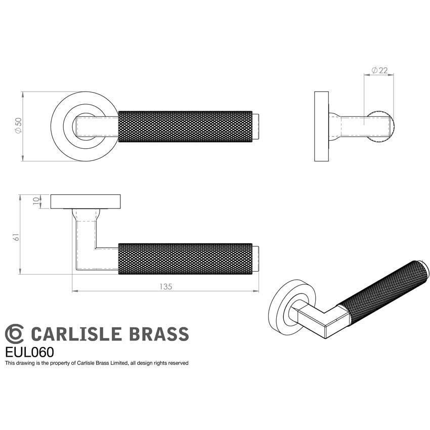 Terazzo Door Handle on a Round Rose in Antique Brass EUL060AB at Simply Door Handles, EUL060AB