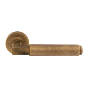 Masano Lever on a Round Rose in Antique Brass - EUL070AB