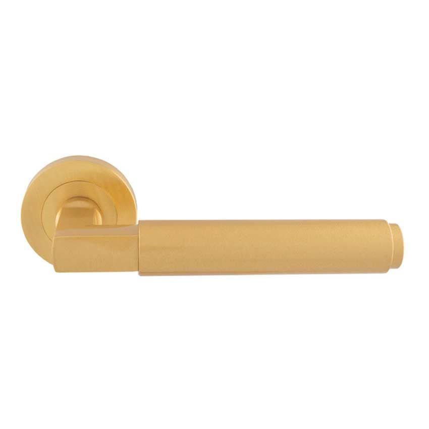 Masano Lever on a Round Rose in Satin Brass - EUL070SB