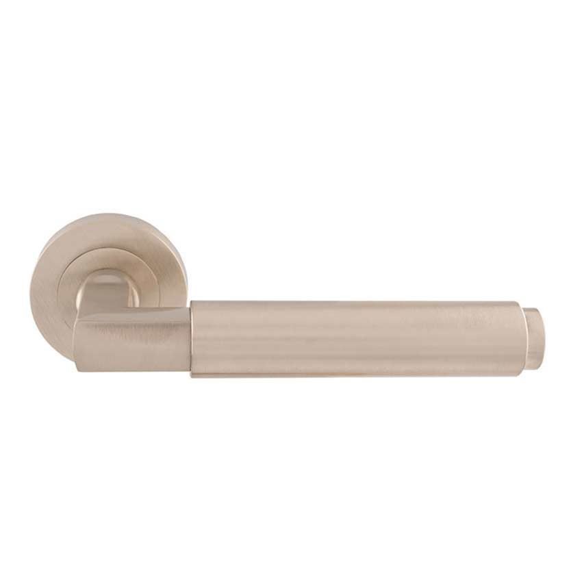 Masano Lever on a Round Rose in Satin Nickel - EUL070SN 