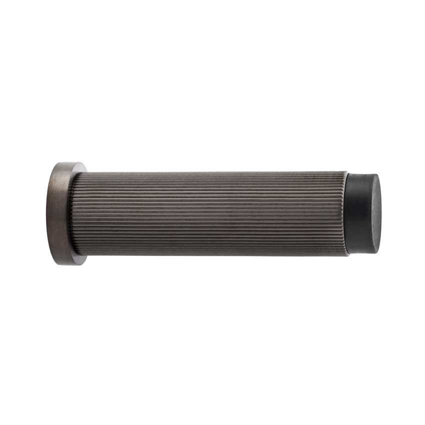 Alexander and Wilks Reeded Projection Door Stop in PVD Dark Graphite Grey Finish - AW602-75-BLPVD