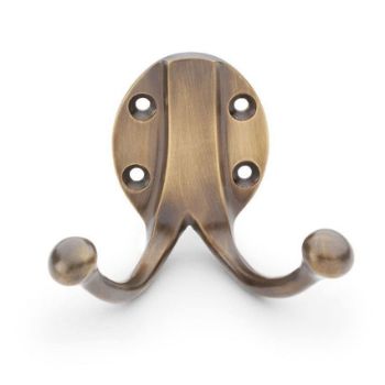 Alexander and Wilks Traditional Double Robe Hook in Antique Bronze - AW771ABZ Alexander and Wilks Traditional Double Robe Hook in Antique Bronze - AW771ABZ