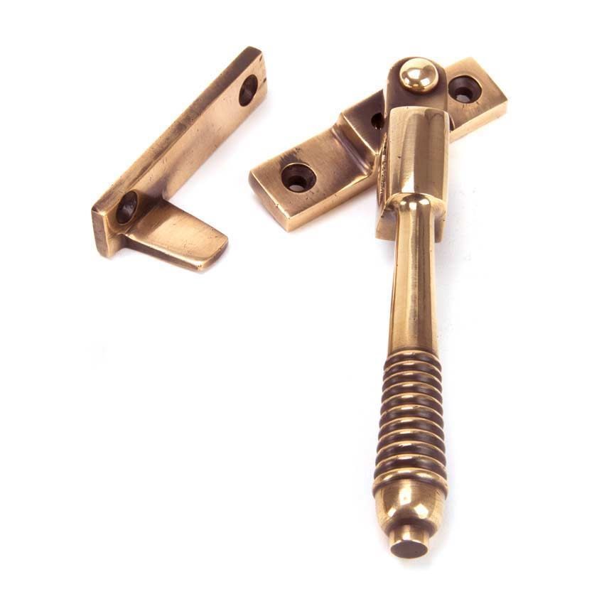 Polished Bronze Night-Vent Locking Reeded Fastener - 91941 