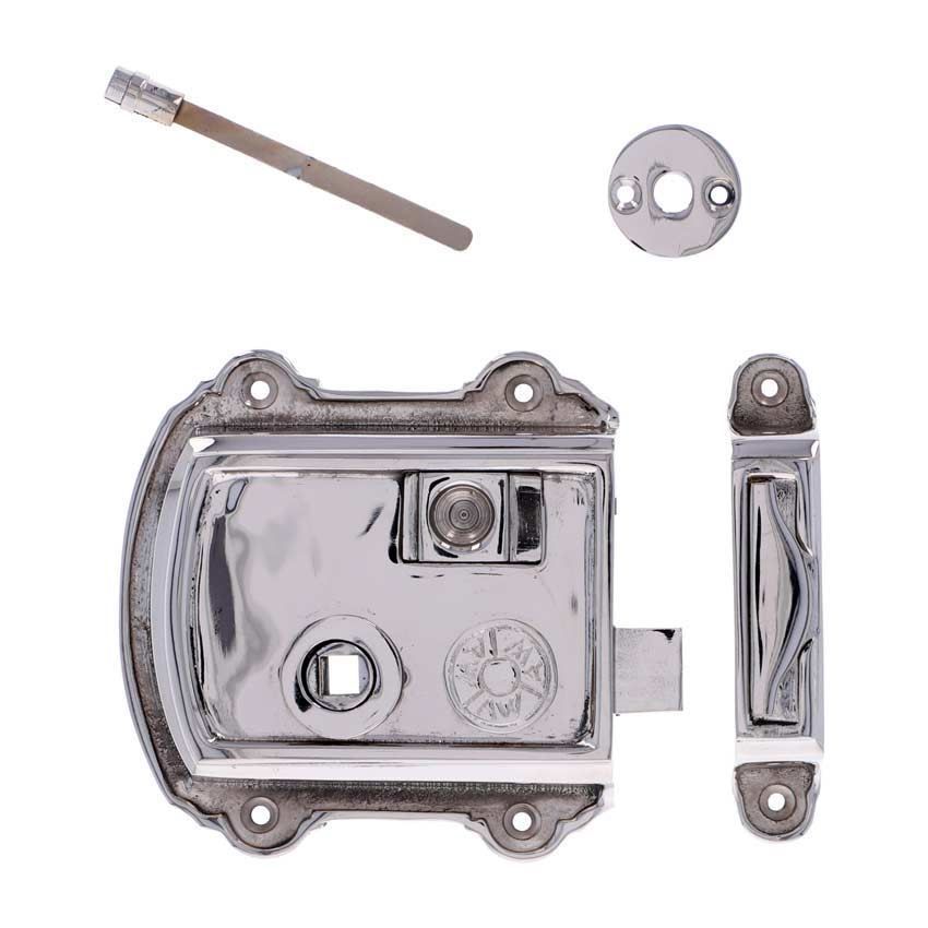 Alexander and Wilks Braithwaite Rim Lock - Polished Nickel - AW102PN