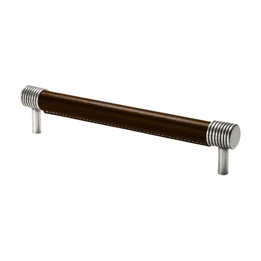 Jarrow Chocolate leather and Pewter round bar handle - FD410