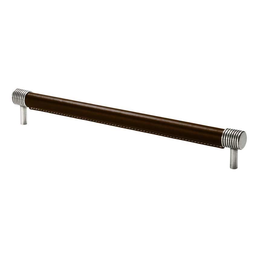 Jarrow Chocolate Leather and Pewter round bar handle - FD413