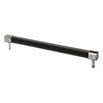 Jedburgh Black leather and Pewter Square bar handle - FD403